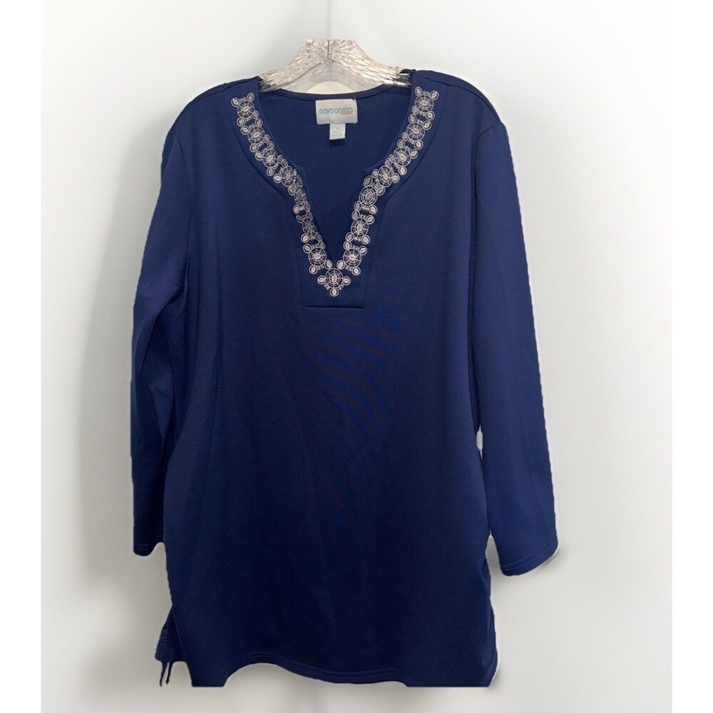 Caya Costa  1X Tunic Blouse Top Shirt‎ UV Protection Beach Resort Coastal Blue